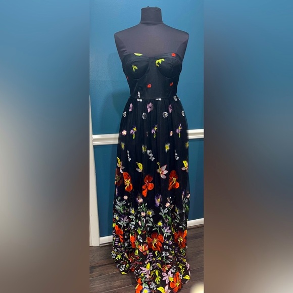 Lilly’s Kloset black chiffon floral gown - Picture 2 of 5